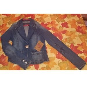 Never worn jean jacket with gorgeous rhinestones